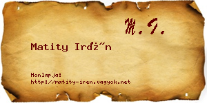 Matity Irén névjegykártya